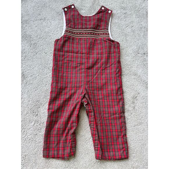 NWOT Petit Bebe Toddler Boys Red Holiday Plaid Smocked Longall, 2T $60 B35 - Picture 3 of 6